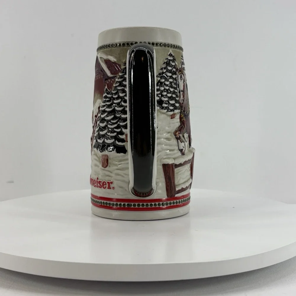 Budweiser Clydesdales Holiday Collectible Beer Stein Lot Of 2‎ Handcrafted